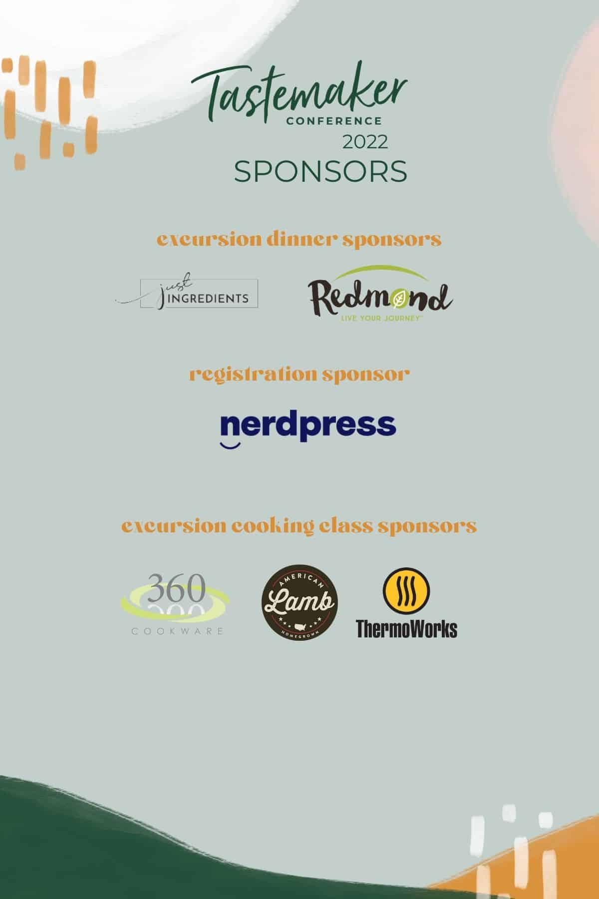 graphic with sponsor logos and text for each level of sponsors