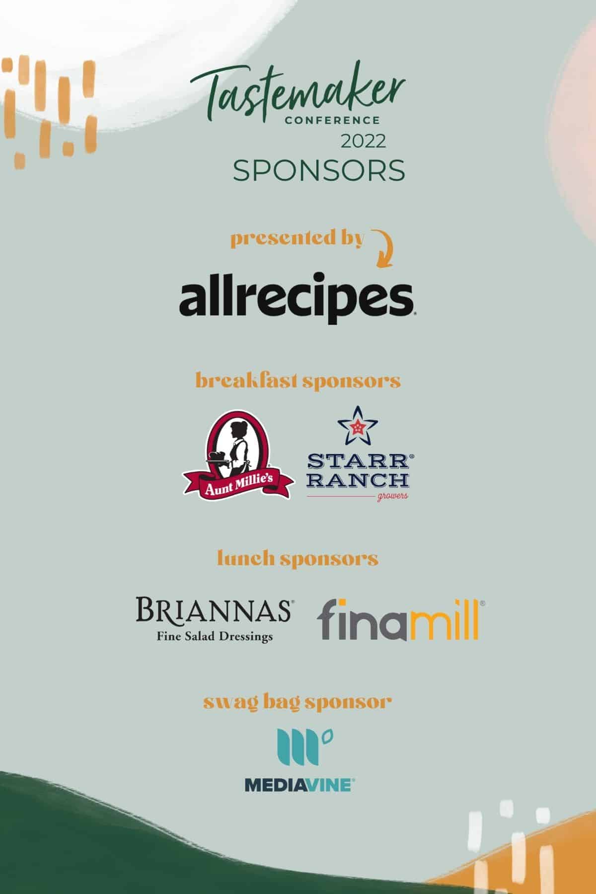 graphic with sponsor logos and text for each level of sponsors