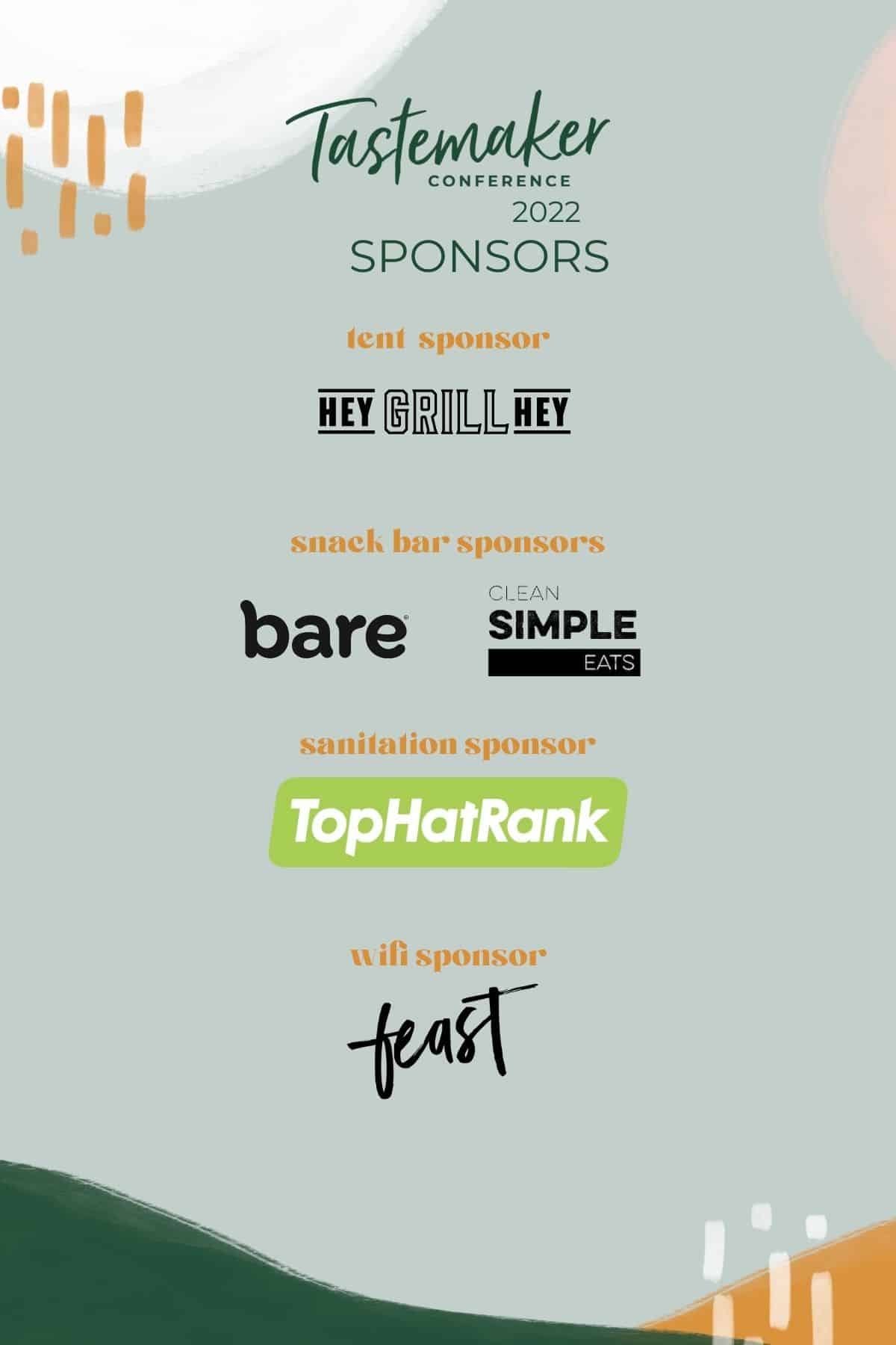 graphic with sponsor logos and text for each level of sponsors