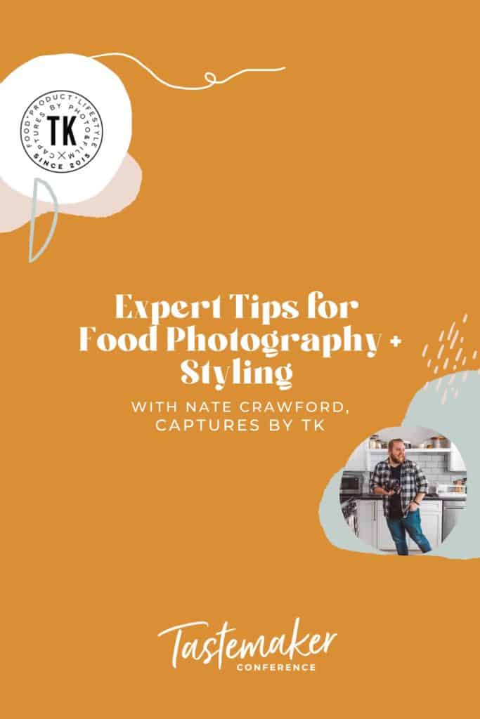 orange graphic with title of the post and photo of a man in the kitchen holding a camera