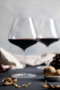 wine in glasses on table