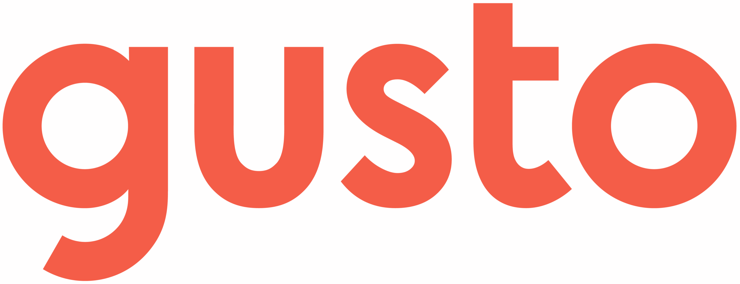 logo for gusto in guava-colored letters on white background, spelling out the brand's name